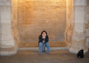 Kathryn on the steps of the Conciergerie before heading up to see Marie Antoinette's cell