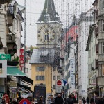 Our flight to Rome had us stopping over in Zurich.  Snow + massive decorations = best layover possible